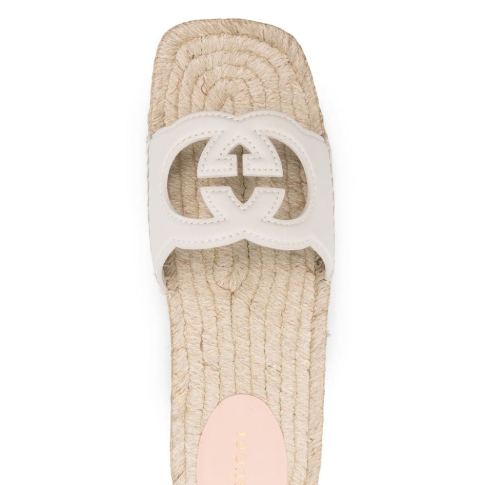 Gucci Cream Leather Interlocking G cut-out espadrilles, Size 37.5 - Picture 2 of 11